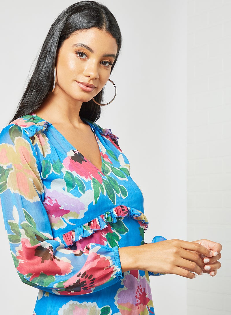 Sivvi x D'Atelier - Floral Print Blouse Blue - Image 1