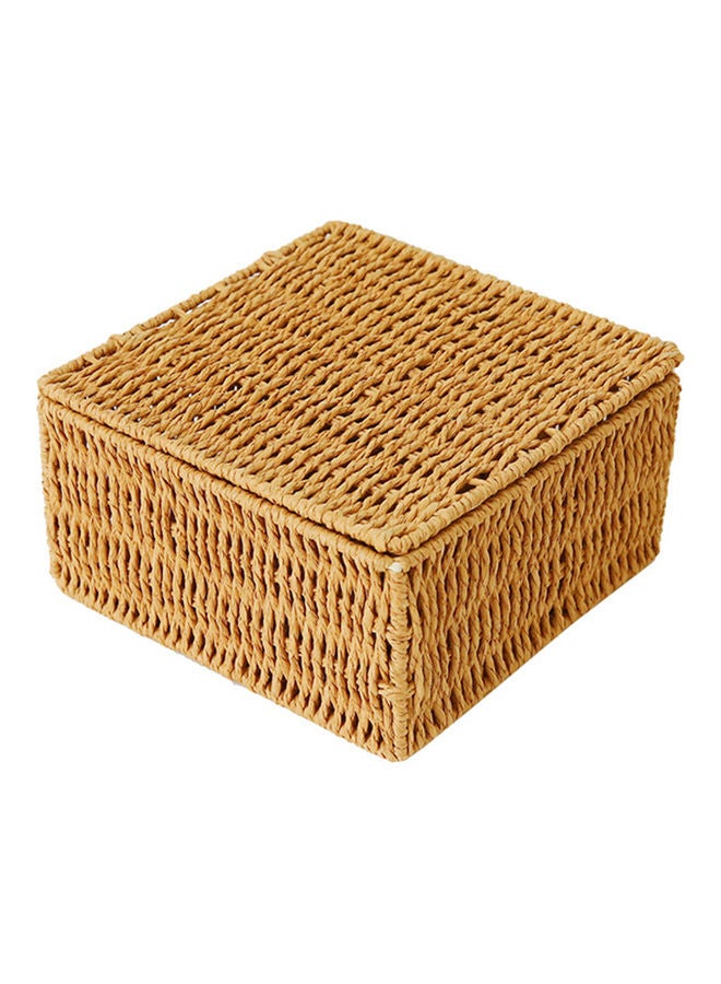 Rattan Storage Basket with Lid Brown - Image 1