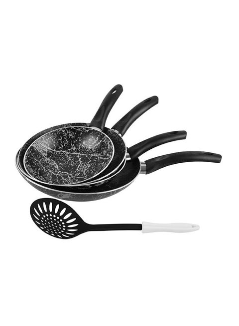 Cook Marble Fry Pan Set + Kitchen Tool (May Vary) Black