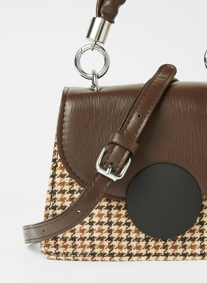 جوف حقيبة كتف ساتشيل للنساء مصنوعة من جلد صناعي بتصميم كاجوال أنيق ومزودة بمحفظة بني - Image 3