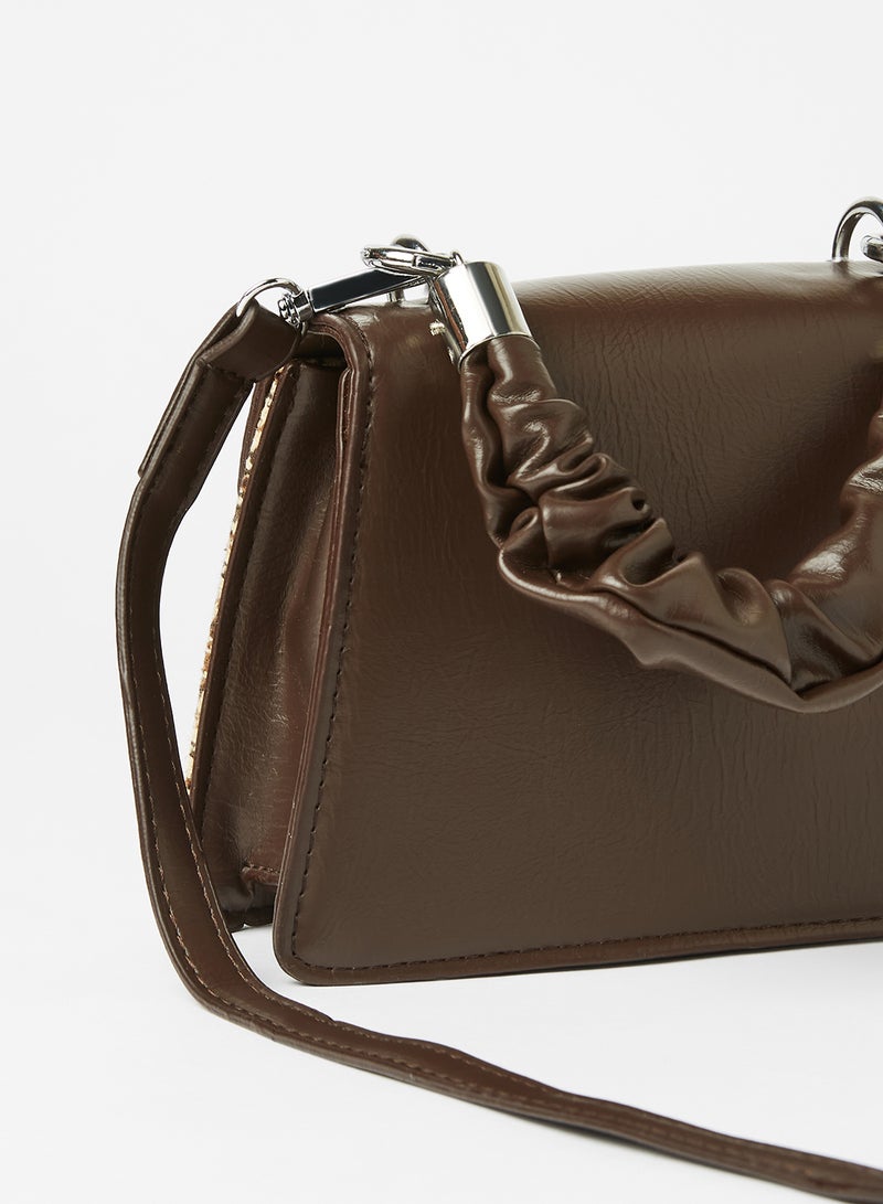 جوف حقيبة كتف ساتشيل للنساء مصنوعة من جلد صناعي بتصميم كاجوال أنيق ومزودة بمحفظة بني - Image 2