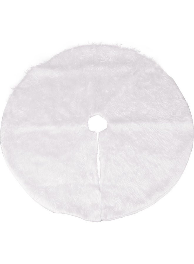 150Cm Plush Long Haired Artificial Tree Skirt Decoration White - Image 1