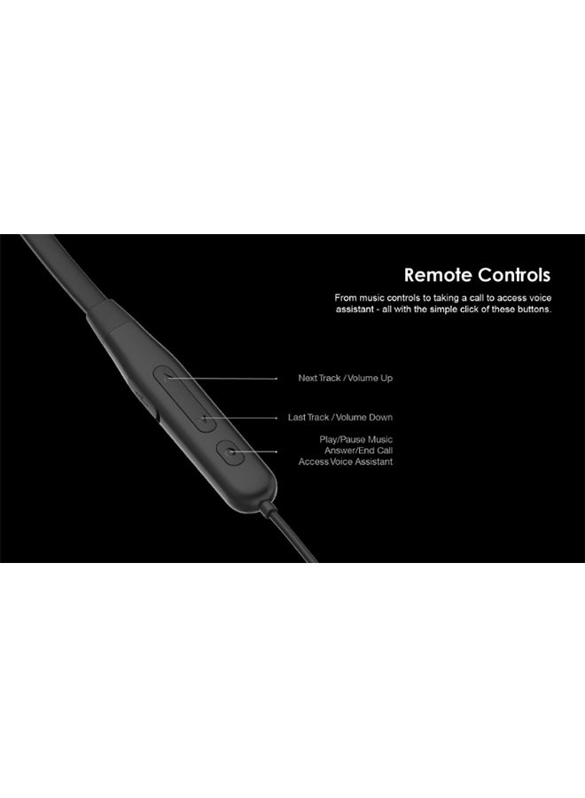 Oraimo Sport Wireless Earphone With Shark-Fin Design, Metal Craft And HD Audio, BT5.0 Connectivity, Magnetic Buds, Sweat Proof, 10m, Up To 180 Hours, Flexible Soft Neckband Black - Image 4