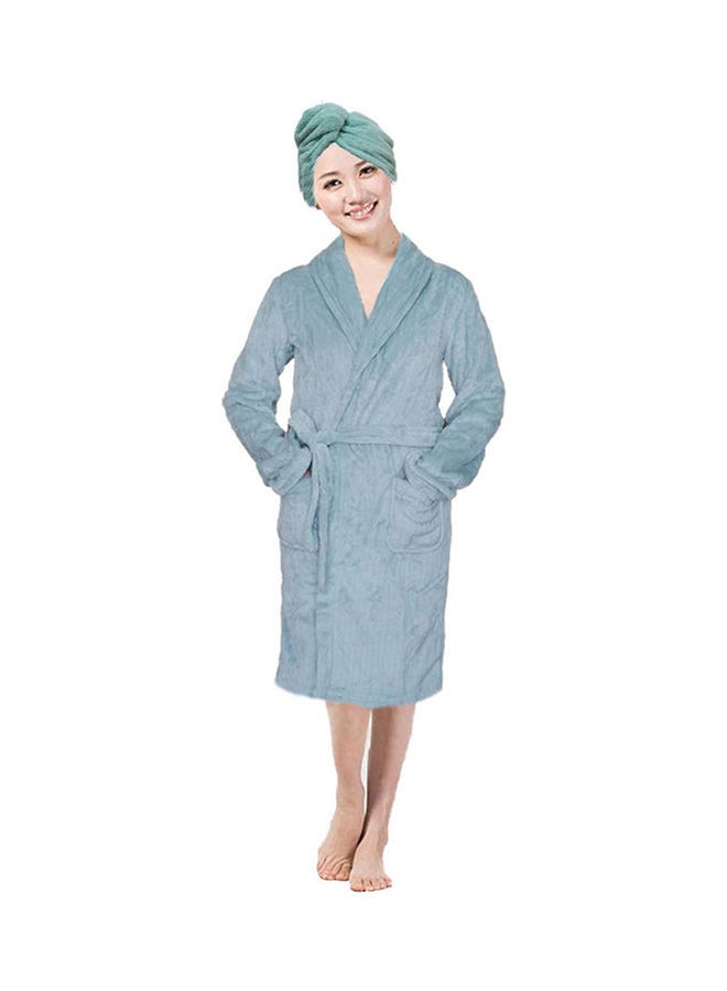 UTEX Bath Robe With Hair Drying Towel Blue M  - Image 1