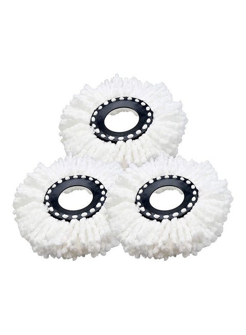 3-Piece Replacement Spin Mop Head Set White/Black