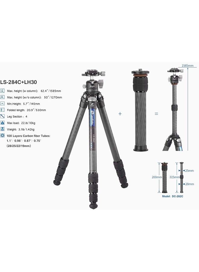 Leofoto Carbon Fiber Tripod Kit Grey/Black  - Image 2