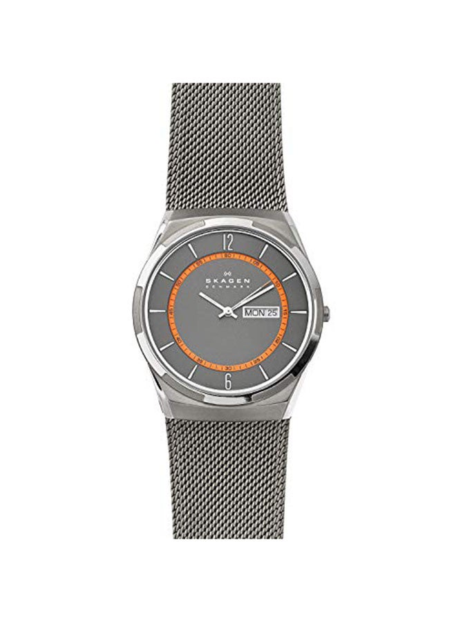 سكاجين ساعة يد عصرية بعقارب وخاصية عرض التاريخ - مقاس 45 مم - لون رمادي للرجال - Image 4