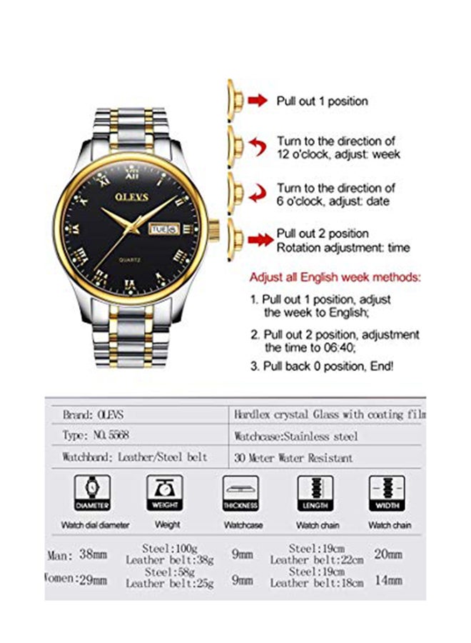 أوليفز ساعة يد عصرية بعقارب طراز 5568-BK - 45 مم - فضي للرجال - Image 2