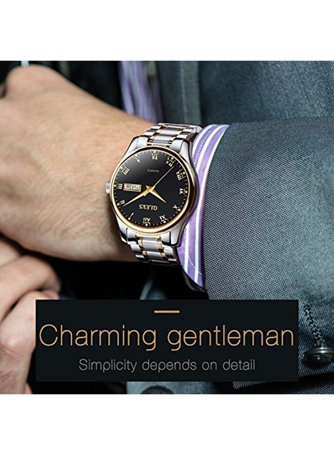 أوليفز ساعة يد عصرية بعقارب طراز 5568-BK - 45 مم - فضي للرجال - Image 1