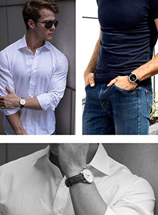 ستيرلنج أوريجينال ساعة يد عصرية بعقارب - مقاس 45 مم - لون أسود للرجال - Image 3