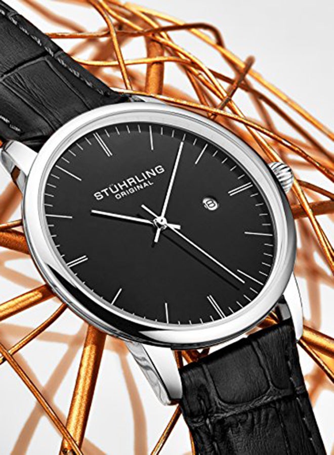 ستيرلنج أوريجينال ساعة يد عصرية بعقارب - مقاس 45 مم - لون أسود للرجال - Image 1