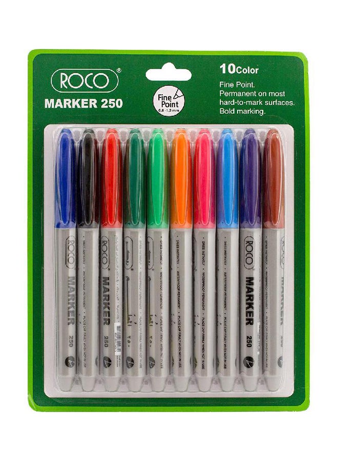 ROCO Pack Of 10 Permanent Markers Multicolour 