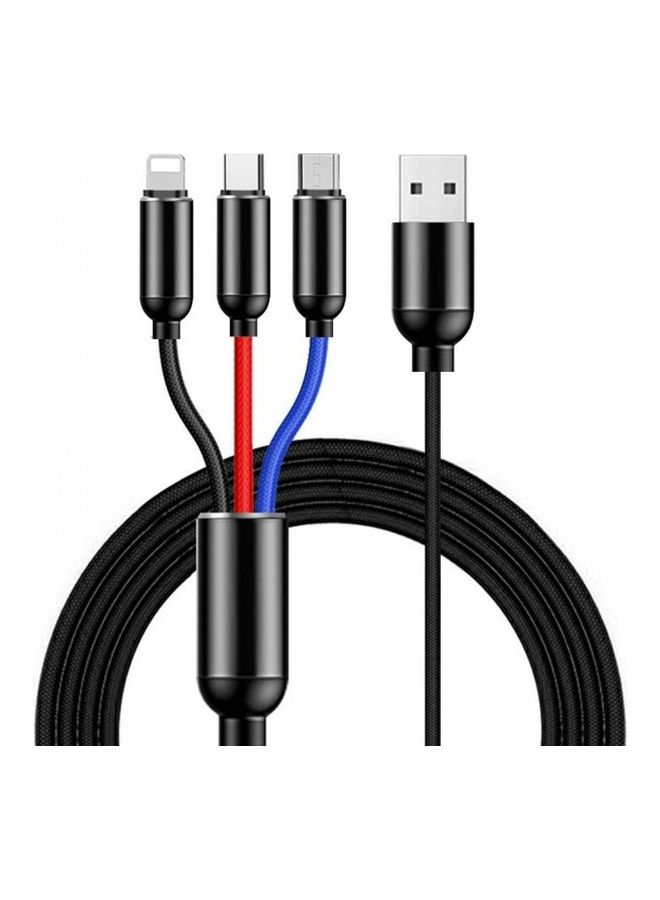 Vierex 3-In-1 USB Data Sync Charging Cable Black - Image 1