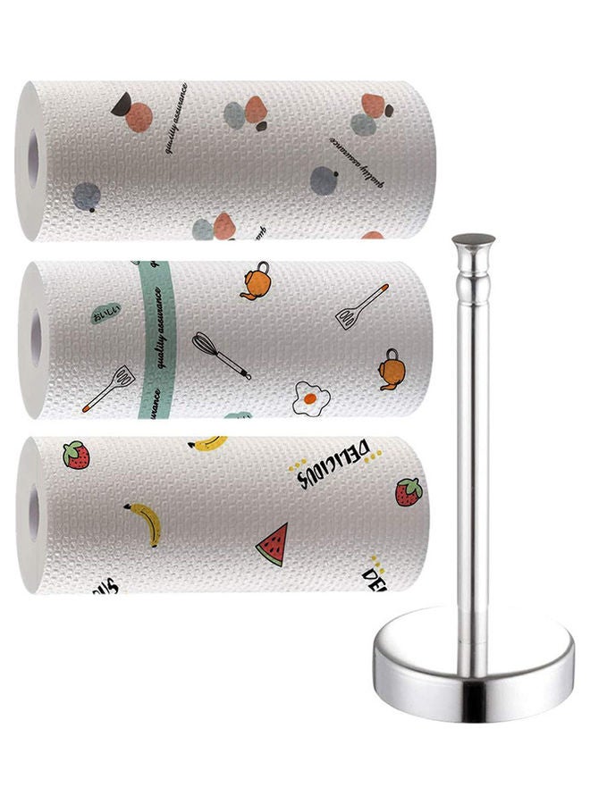 Generic 3-Rolls Disposable Cleaning Towel With Standing Towel Holder Multicolour 25x18x18cm  - Image 1