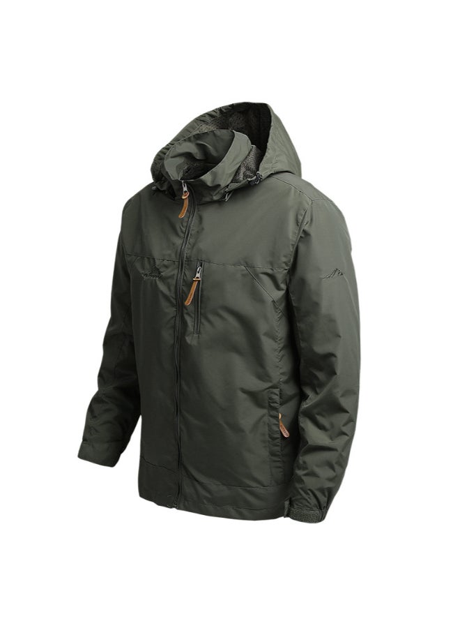 Joychic - Stylish Stand Collar Hooded Jacket Green - Image 1