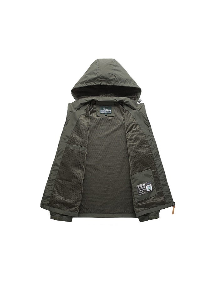 Joychic - Stylish Stand Collar Hooded Jacket Green - Image 1