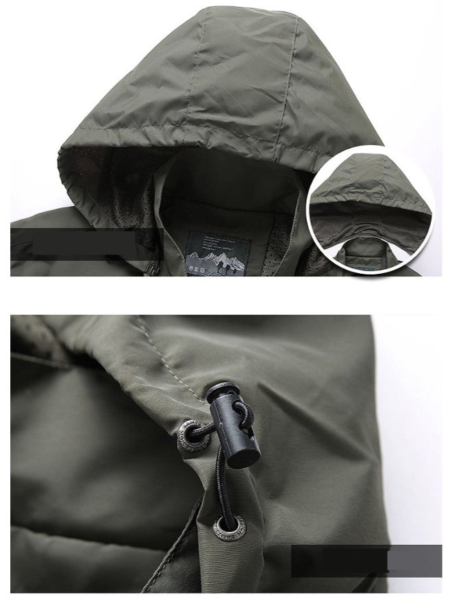 Joychic - Stylish Stand Collar Hooded Jacket Green - Image 1
