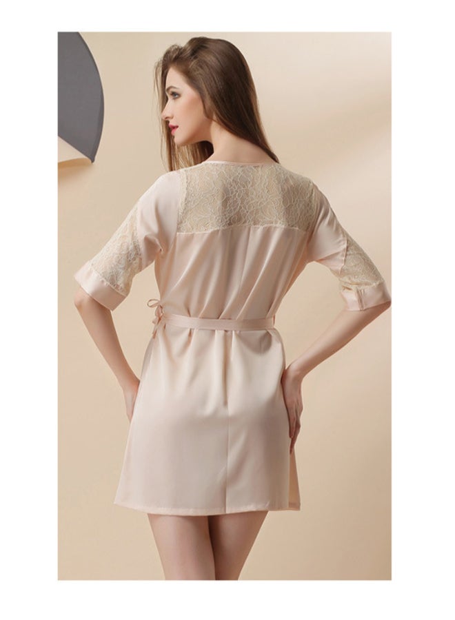 جوي شيك قميص نوم مريح بتصميم مفرّغ بيج - Image 2