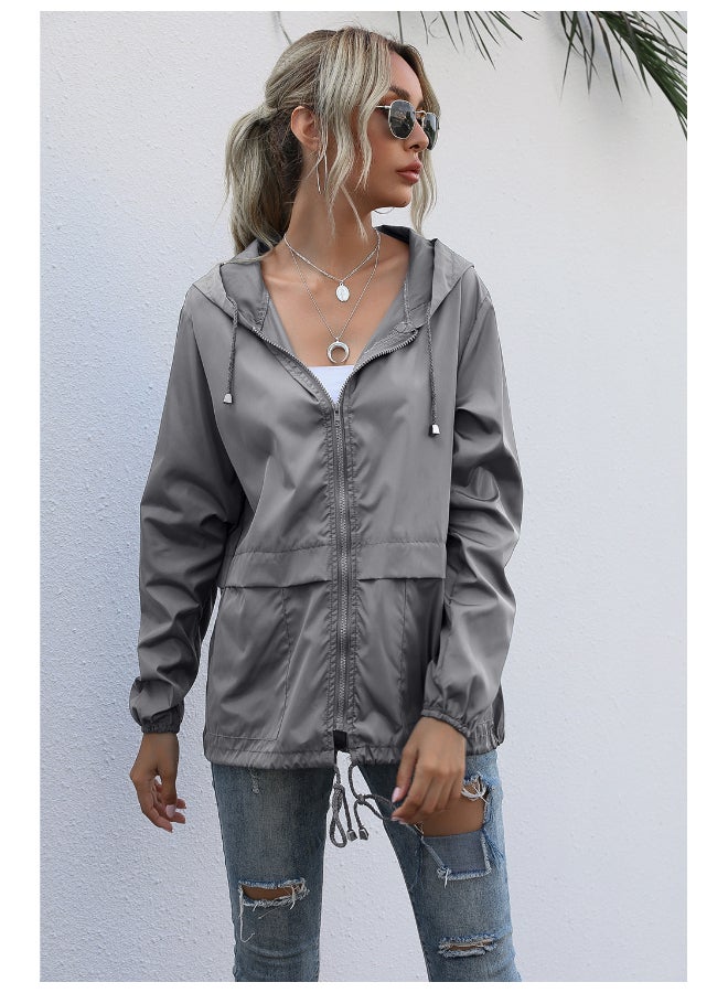 جوي شيك جاكيت كاجوال أنيق بغطاء للرأس رمادي - Image 5