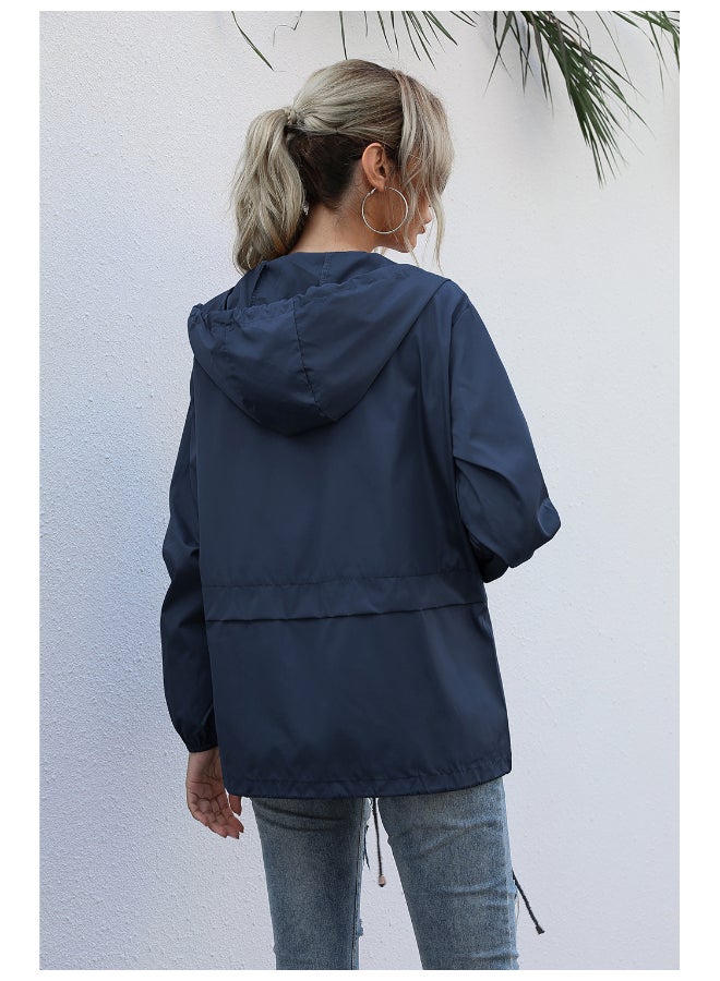 جوي شيك جاكيت كاجوال أنيق بغطاء للرأس أزرق كحلي - Image 2