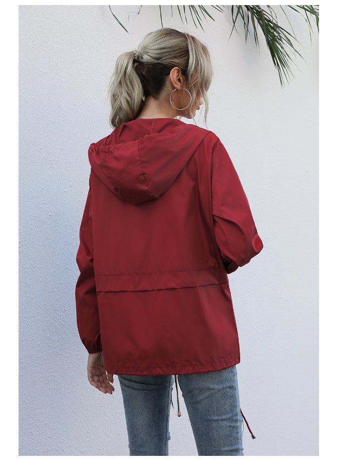 جوي شيك جاكيت عصري كاجوال بغطاء للرأس أحمر - Image 2