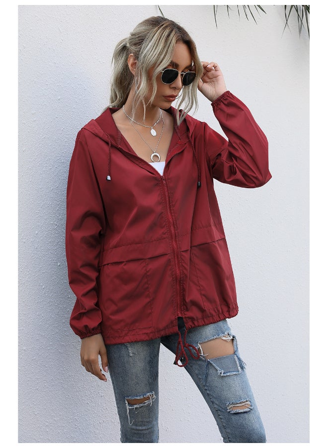 جوي شيك جاكيت عصري كاجوال بغطاء للرأس أحمر - Image 5