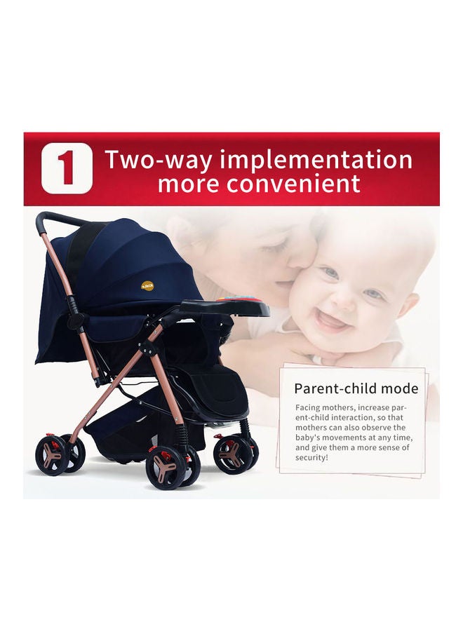 Kidle - Two Way Push Baby Stroller With Adjustable Handles Blue - Image 1