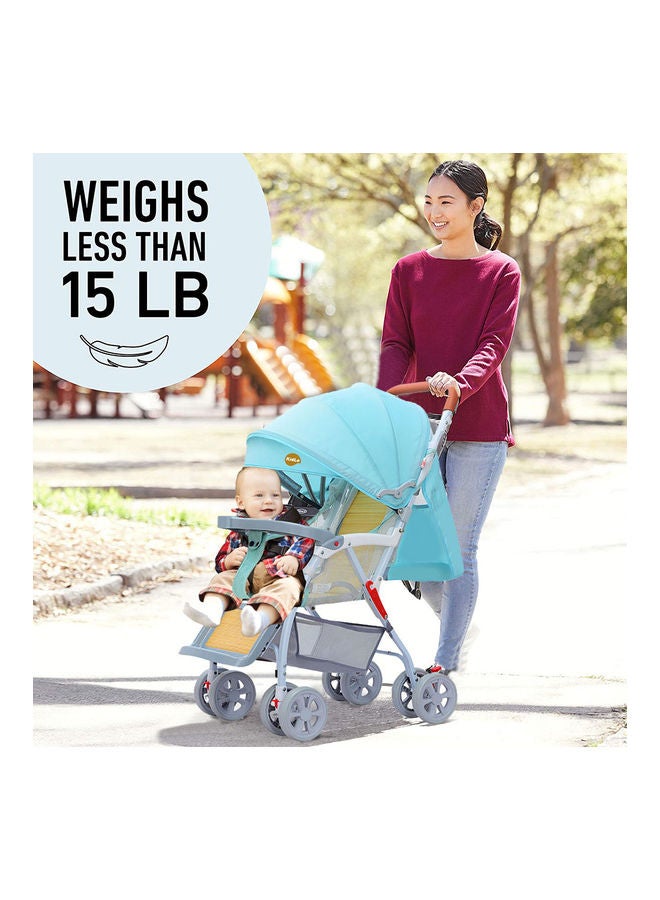 كيدل عربة أطفال من الخيزران منسوجة فائقة الخفة بلون أزرق - Image 2