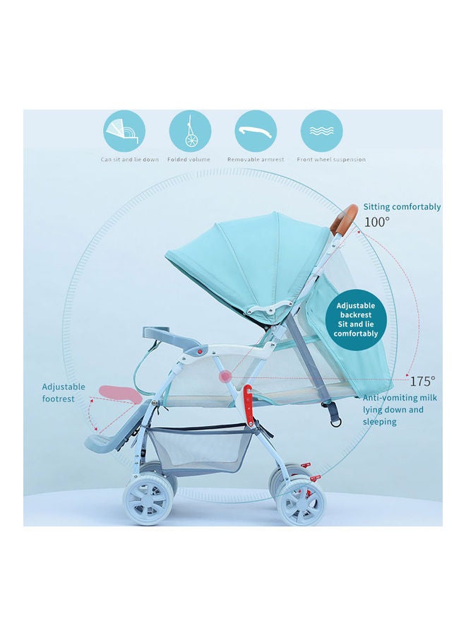 كيدل عربة أطفال من الخيزران منسوجة فائقة الخفة بلون أزرق - Image 3