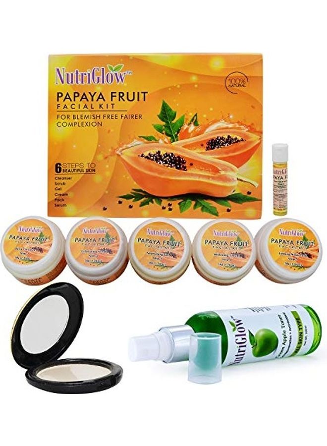 NUTRIGLOW Papaya Fruit Facial Kit With Compact And Green Apple Toner Clear 5.1181X9.4488X7.874inch - Image 1