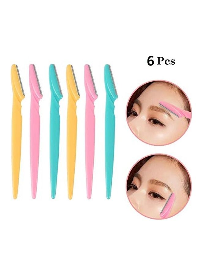 MACPLUS Pack Of 6 Eyebrow Razors Pink/Yellow/Blue - Image 2