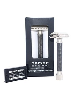 Parker Safety Razor Adjustable Double Edge Safety Razor Set Silver/Black  - Image 2
