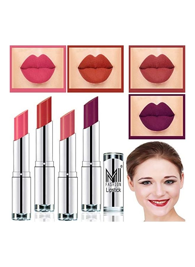 MI FASHION 4-Piece  Matte Lipstick Combo Multicolour - Image 1