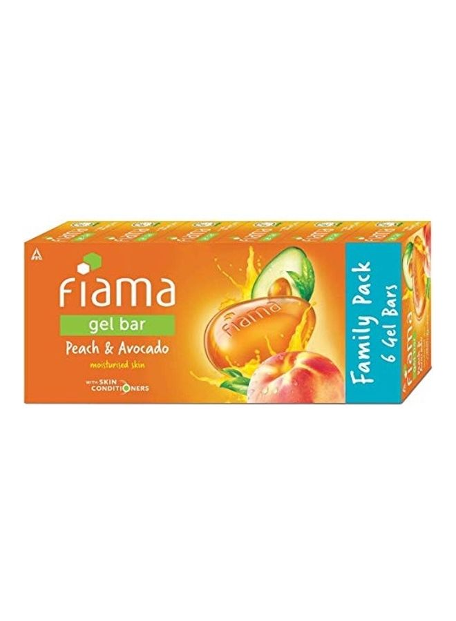 فياما عبوة من 6 قطع صابون جل بتركيبة من خلاصة الدراق والأفوكادو لون برتقالي 6x125جرام - Image 1