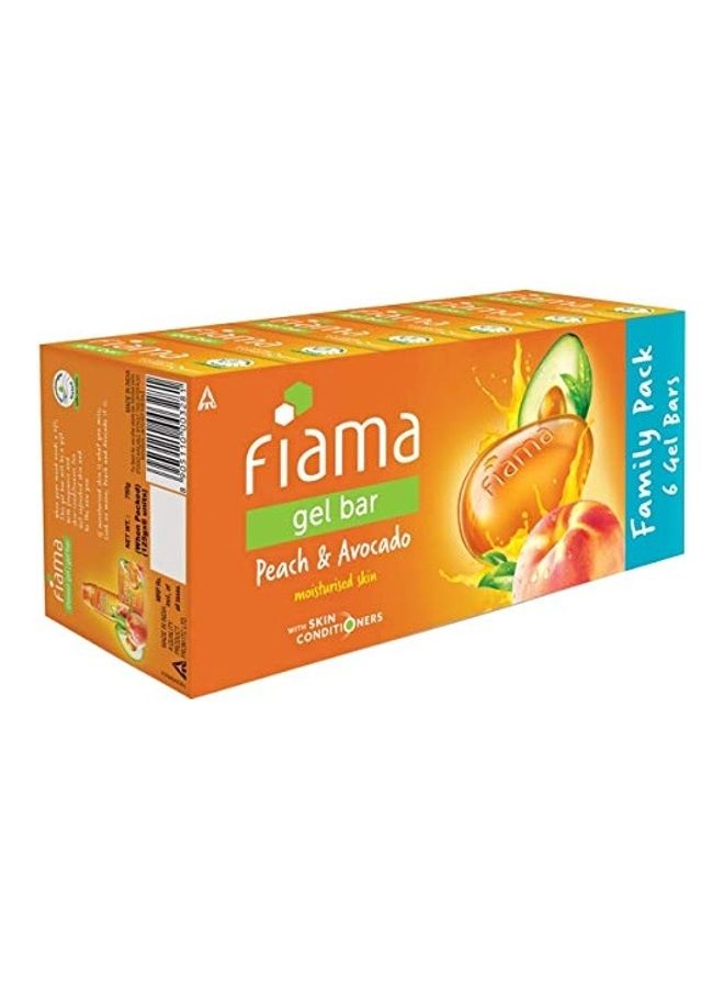 فياما عبوة من 6 قطع صابون جل بتركيبة من خلاصة الدراق والأفوكادو لون برتقالي 6x125جرام - Image 3