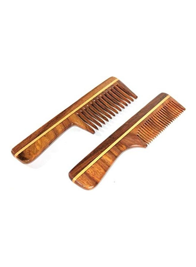 ESPLANADE 2-Piece Wooden Comb Set Brown  - Image 3