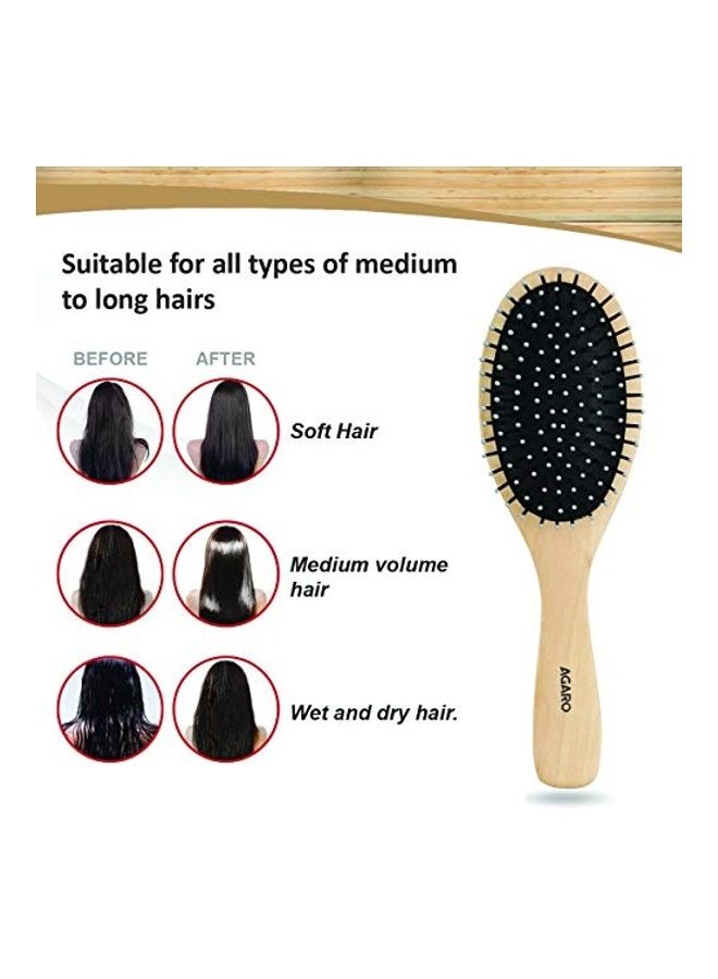 أغارو فرشاة شعر من الخشب بيضاوية عريضة بيج/أسود - Image 5