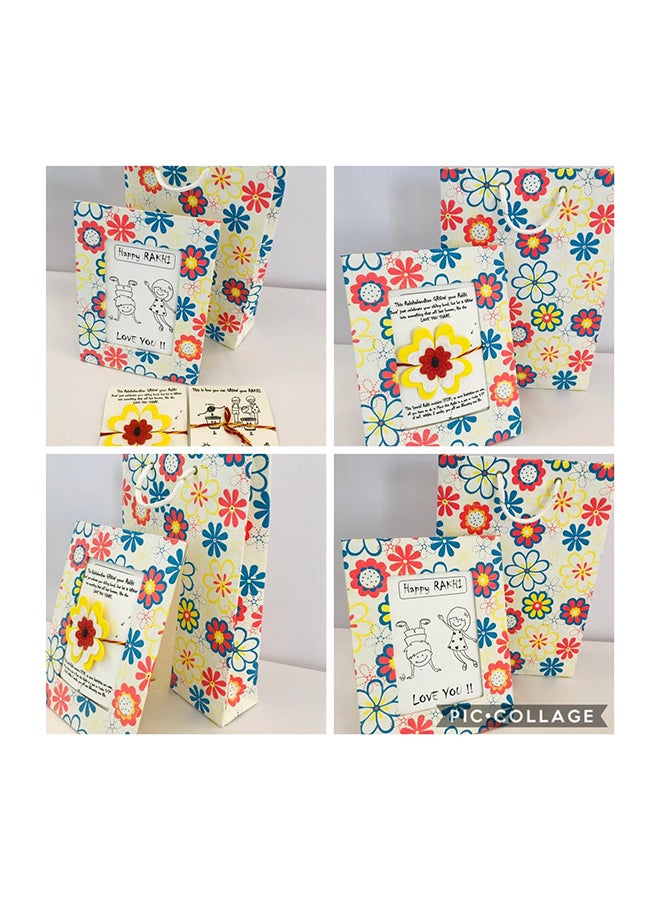 Plantable Eco Friendly Organic Seeded Rakhi With Floral Print Photo Frame And Roli, Chawal  - Image 3