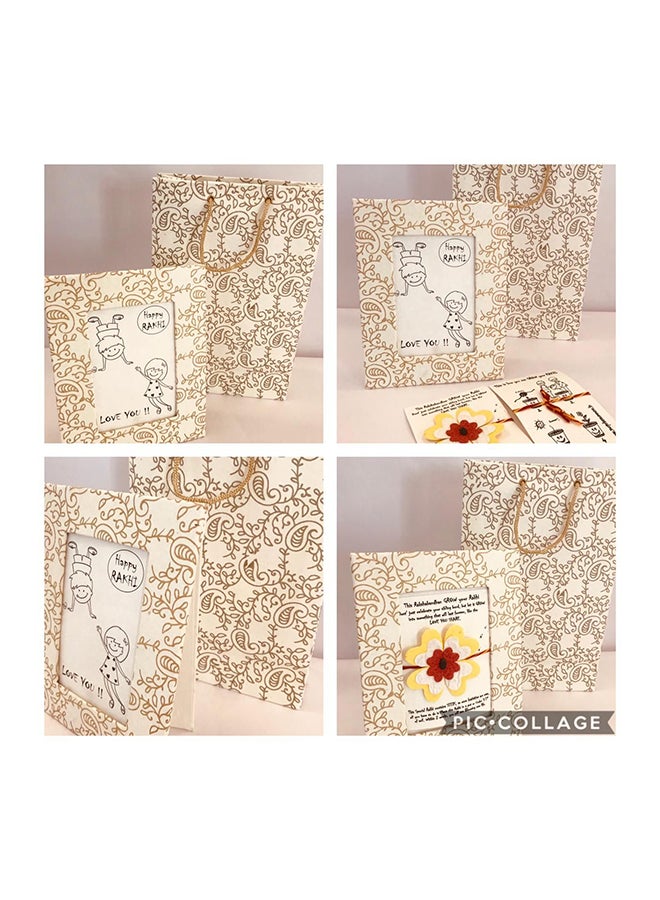 حقيبة صديقة للبيئة مع بذور قابلة للزرع عضوية بطبعة زهور وإطار وطبعة عبارة "Rakhi"  - Image 3