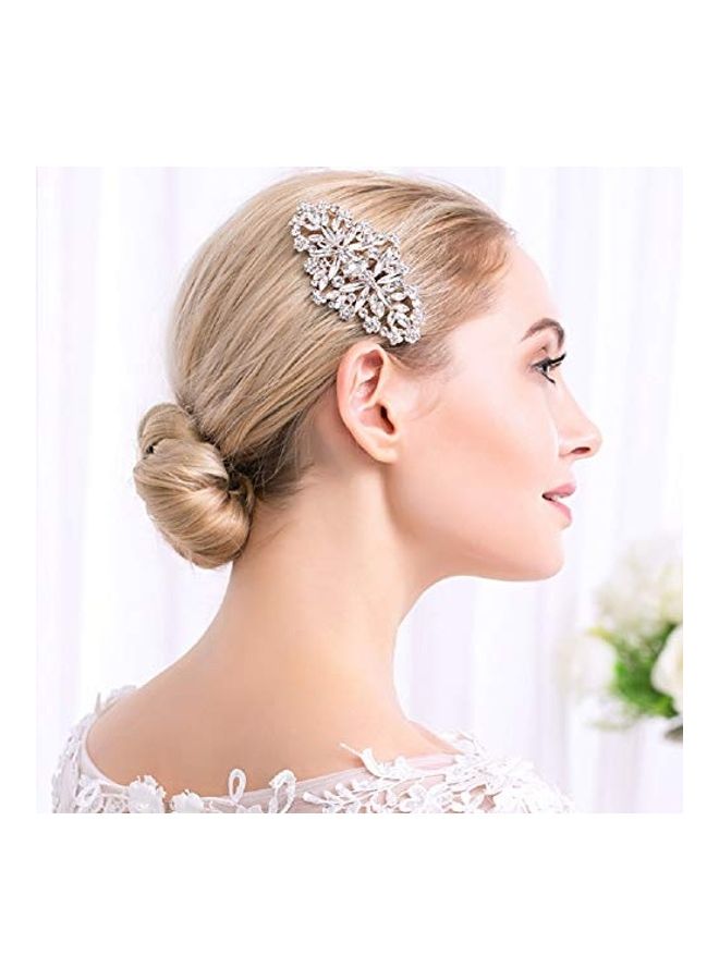 HapiBuy Stone Studded Hair Comb Silver - Image 5