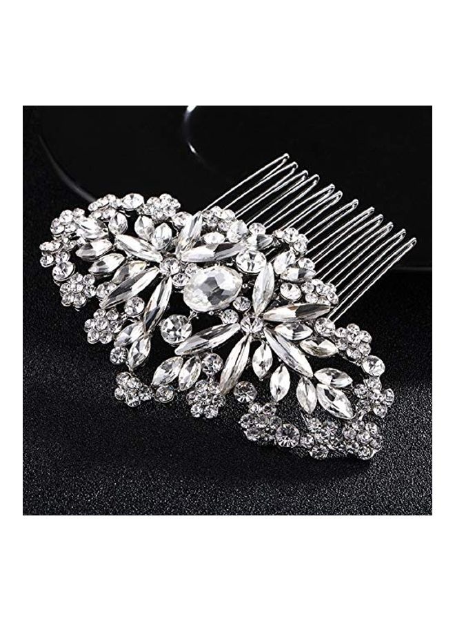 HapiBuy Stone Studded Hair Comb Silver - Image 1