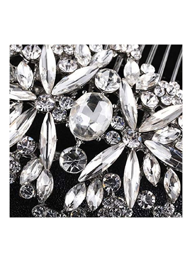 HapiBuy Stone Studded Hair Comb Silver - Image 3