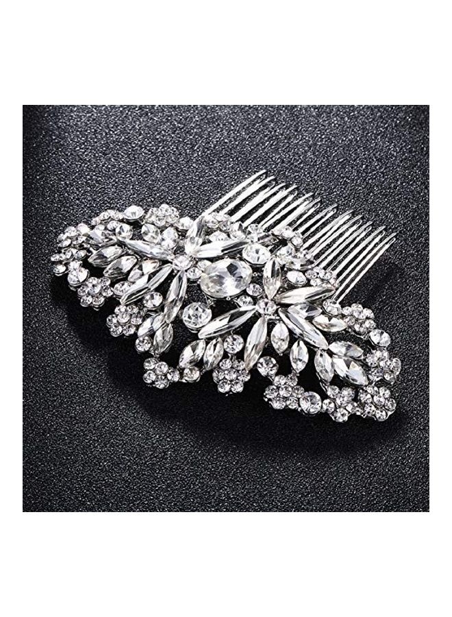 HapiBuy Stone Studded Hair Comb Silver - Image 2