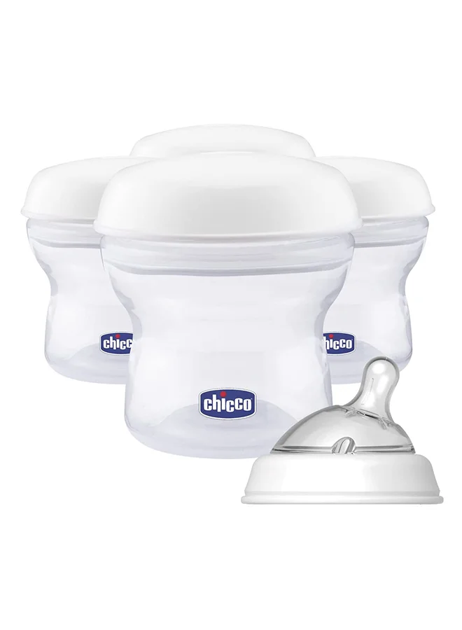 شيكو Pack Of 4 Natural Feeling Milk Containers, 150ml - Clear/White