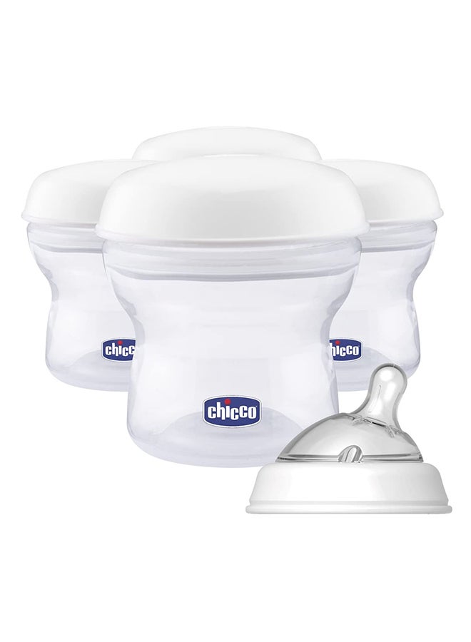 Chicco Pack Of 4 Natural Feeling Milk Containers, 150ml - Clear/White  - Image 2