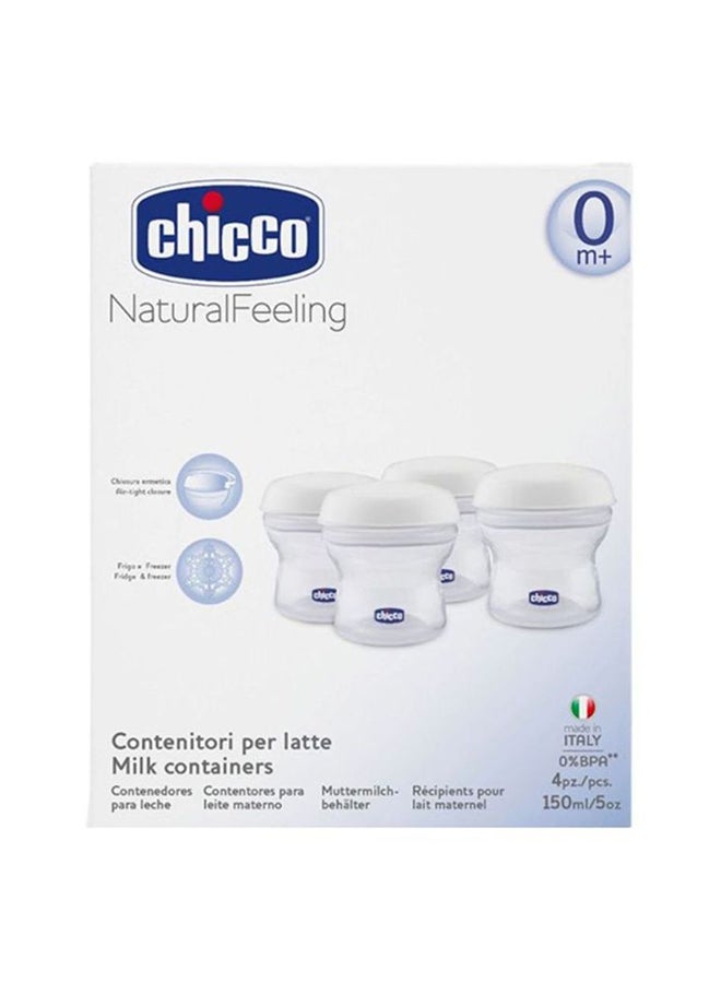 Chicco Pack Of 4 Natural Feeling Milk Containers, 150ml - Clear/White  - Image 5