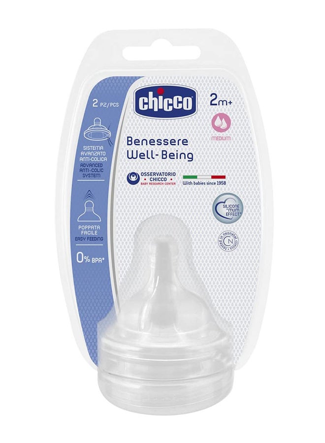 Chicco Well Being Physiological Teat With Advanced Anti Colic System Medium Flow 2m+ Silicone, 2 Pieces - Image 5