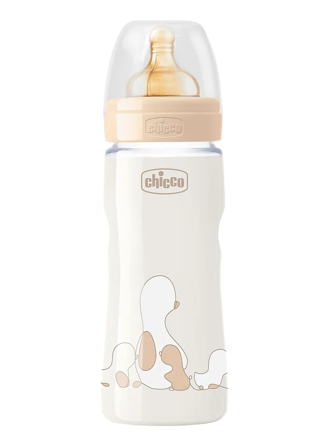 Chicco Original Touch Feeding Bottle With High-quality Glass, Latex Teat, Soft and Resistant 4 Months+, 330 Ml - CH27634-30