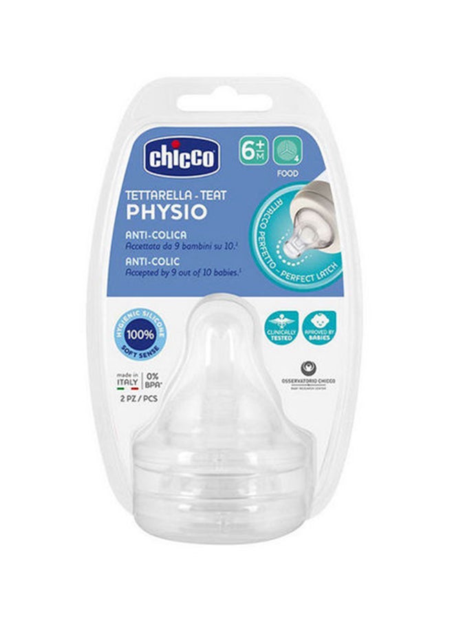 Chicco - Physio Teat Silicone 6m+ Food Flow 2Pcs - Image 1