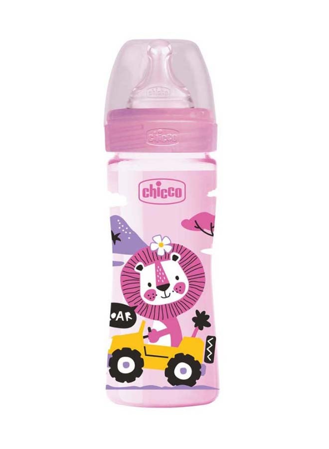 Chicco Well-Being Plastic Bottle, 2+ Months, 250 ml, Pink  - Image 1